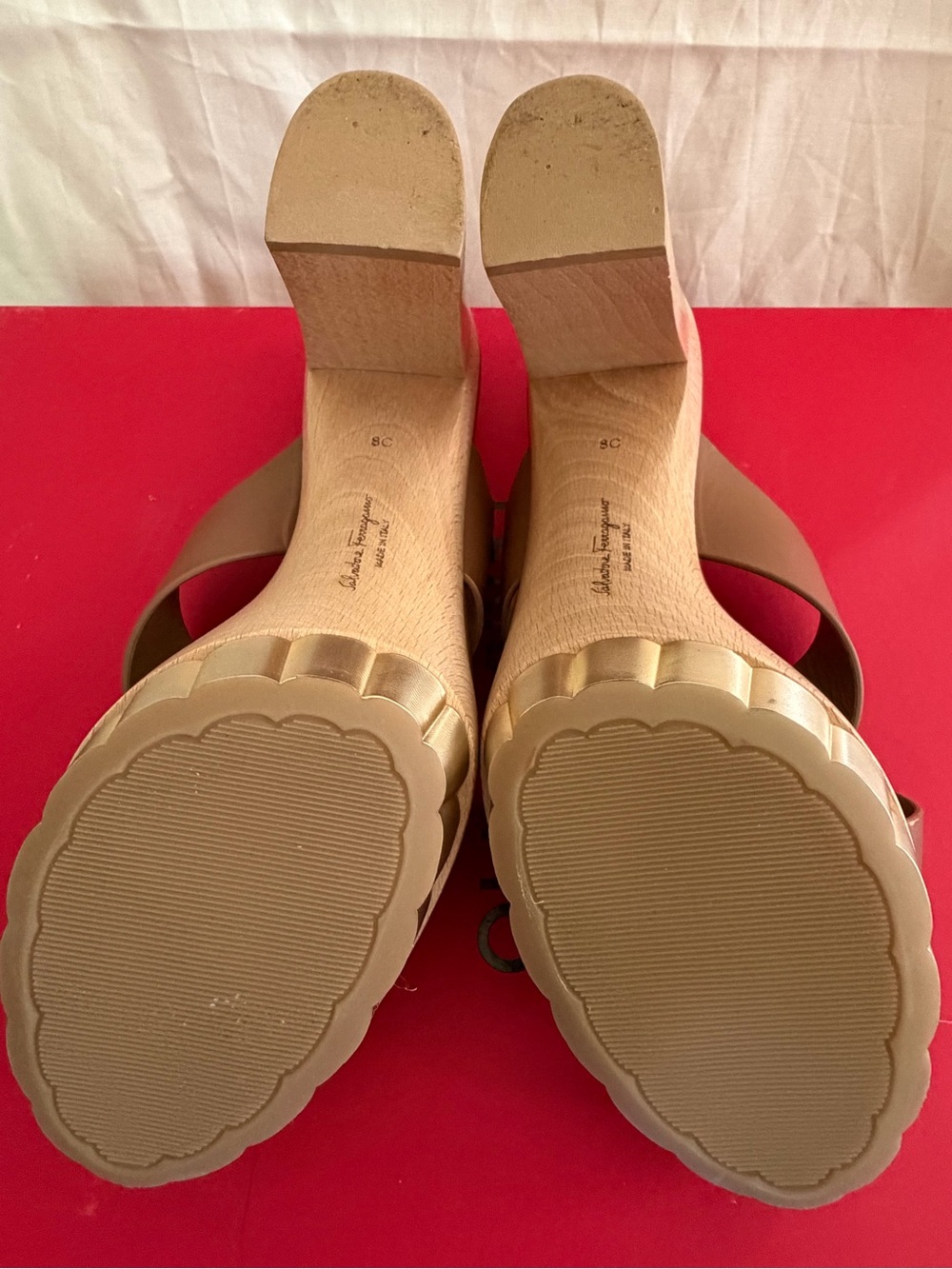 Salvatore Ferragamo Brown Leather Crisscross Slide Mules - Picture 4 of 5